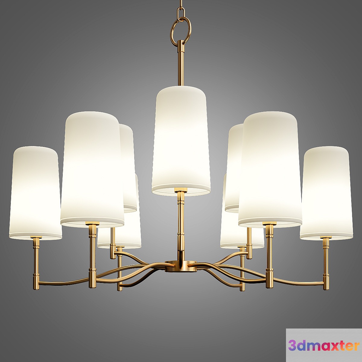 Temple 6 Light Brass Shaded Chandelier
