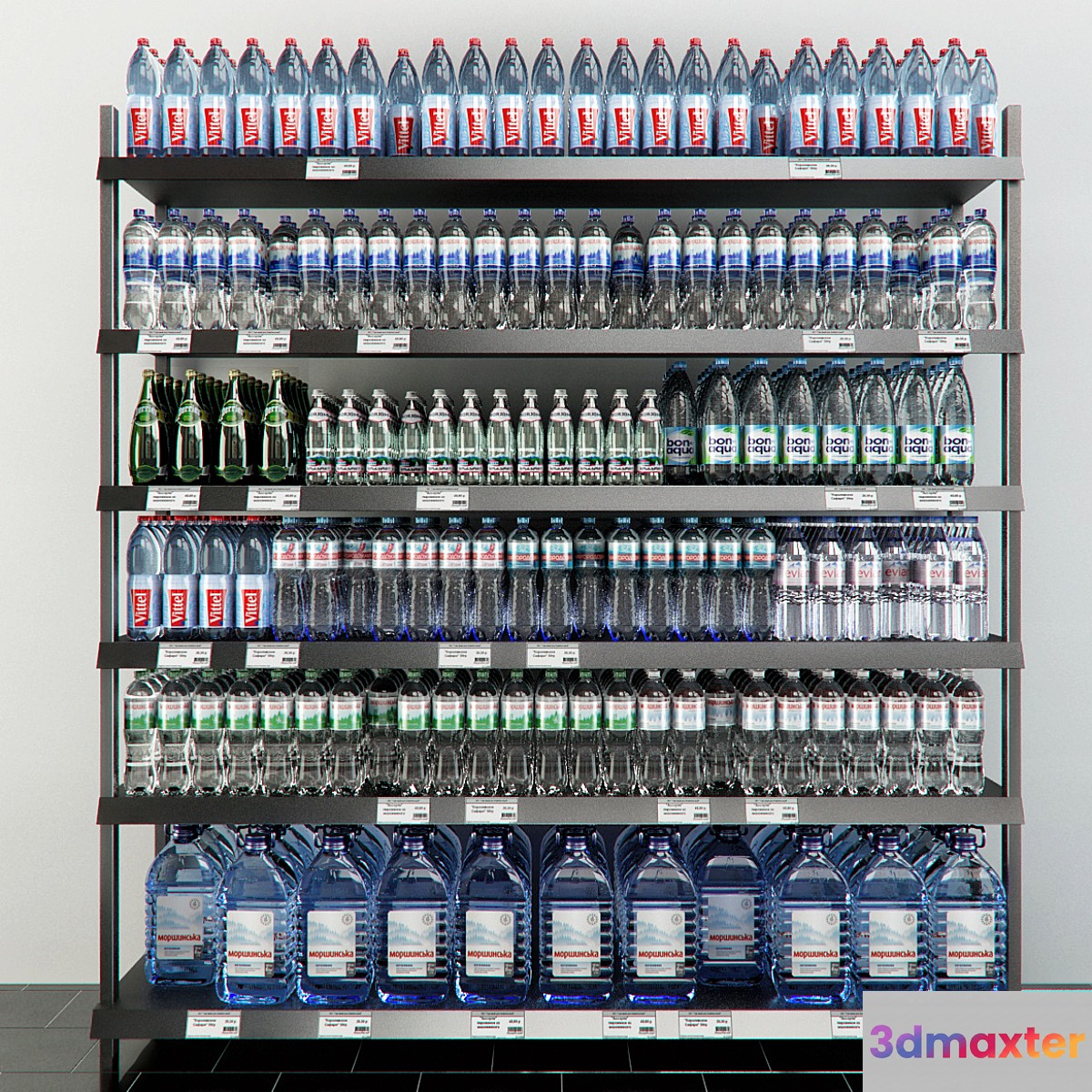 Rack with mineral water 3D Max