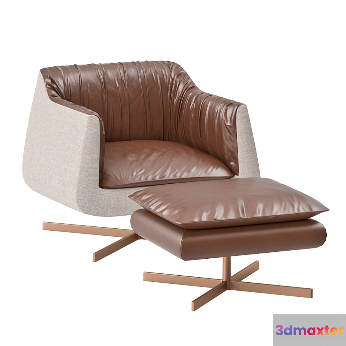 BLEU NATURE WAKI sofa 1 place + footstool 3D Max