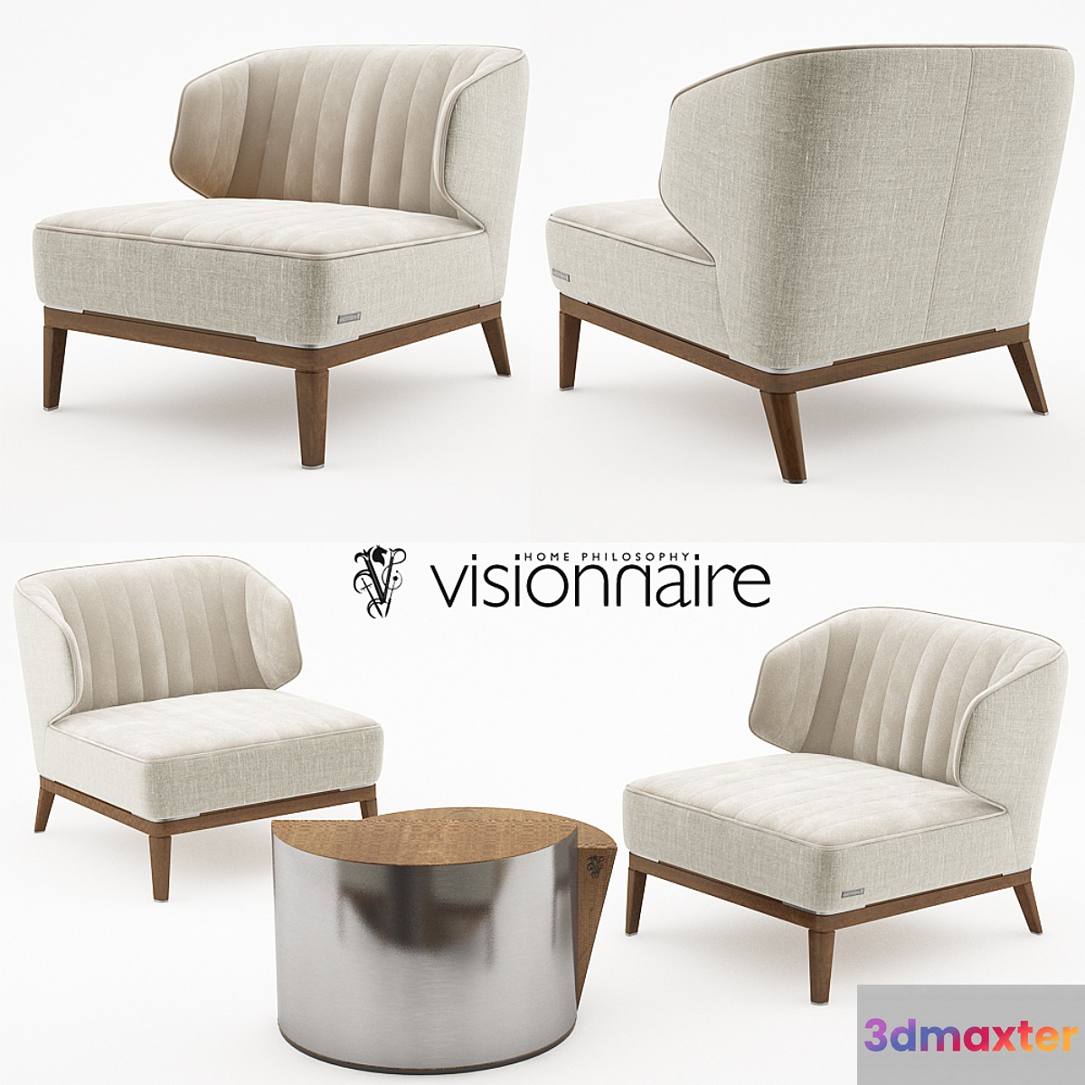 Blondie armchair with Cyborg large table - Visionnaire Home Philosophy 3D Max