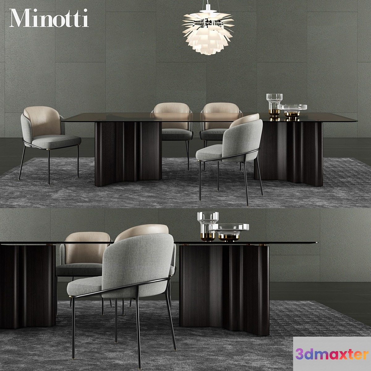 Minotti Lou Dining Table & Fil Noir Dining Chair