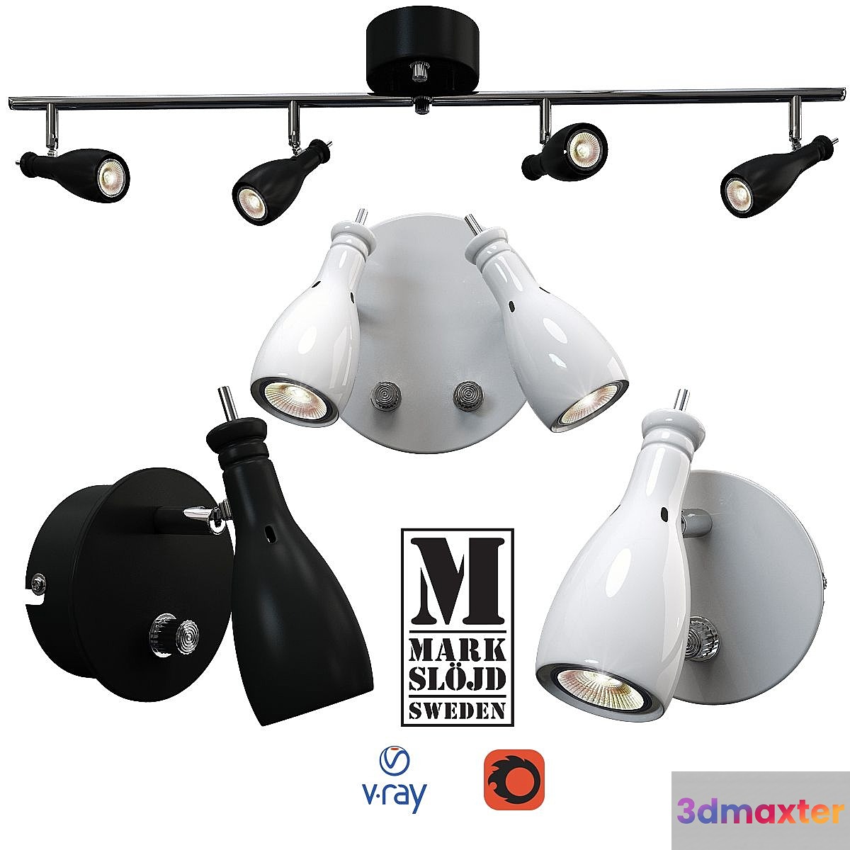 Model LAMMHULT wall and ceiling light from MARKSLÖJD Sweden.