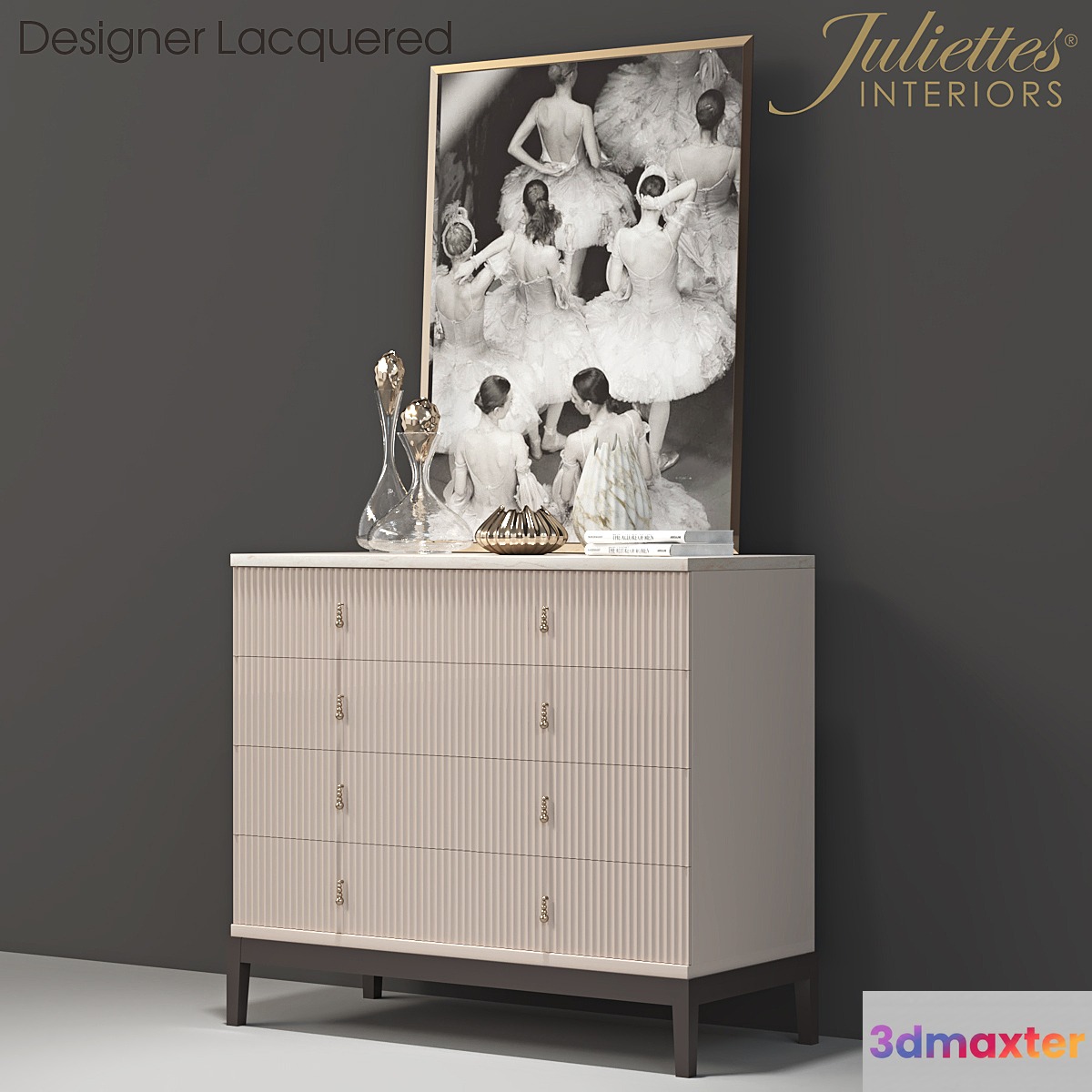 juliette interiors Italian Art Deco Inspired Designer Lacquered Chest of Drawers