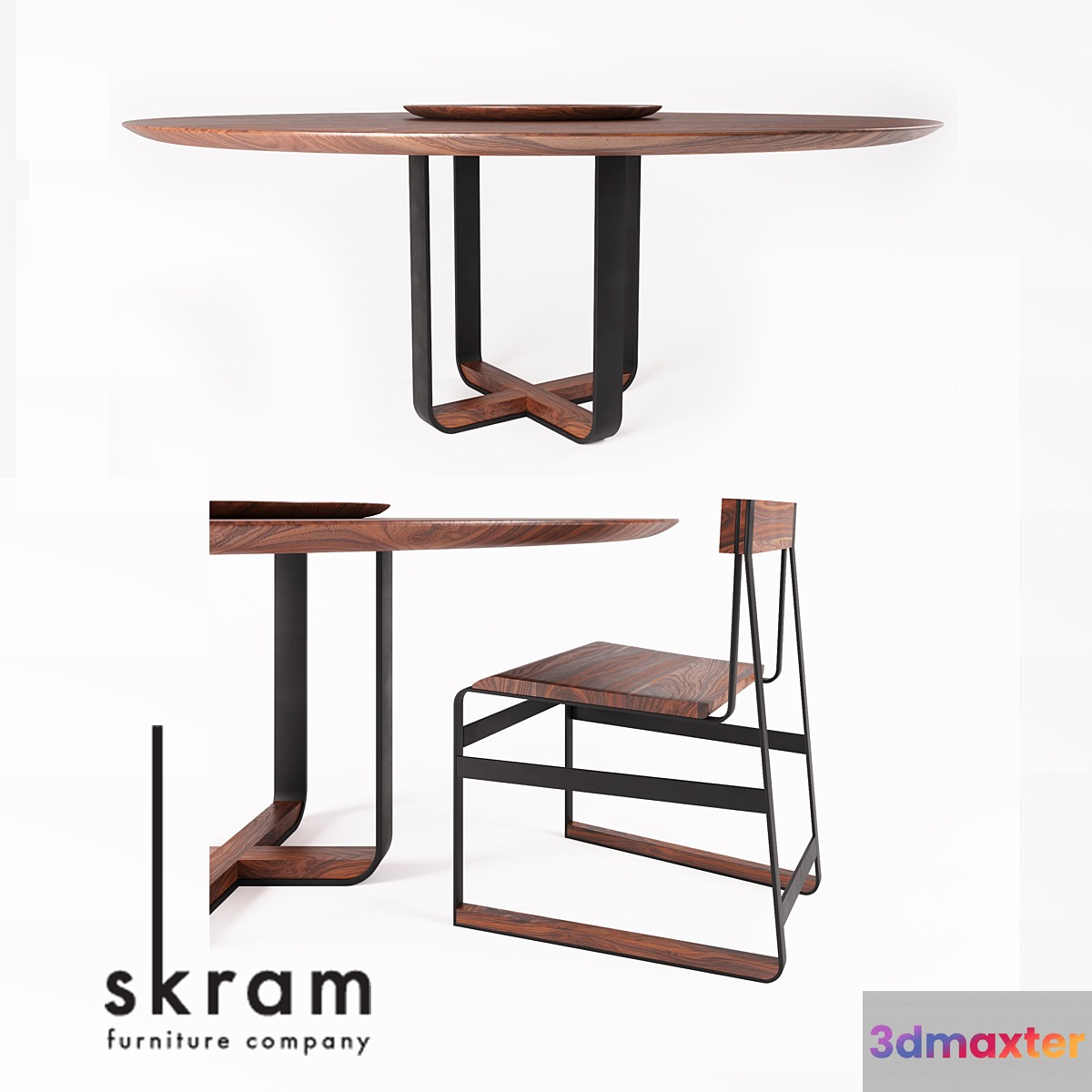 SKRAM _ piedmont round dining table _ piedmont # 3 chair 3D Max