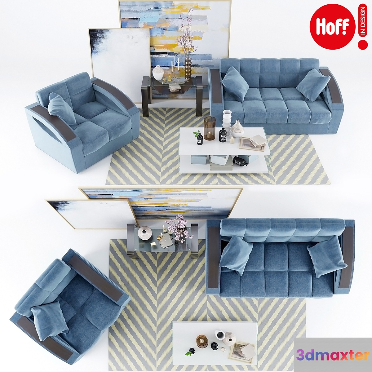Sofa armchair (Hoff) and decor 3D Max