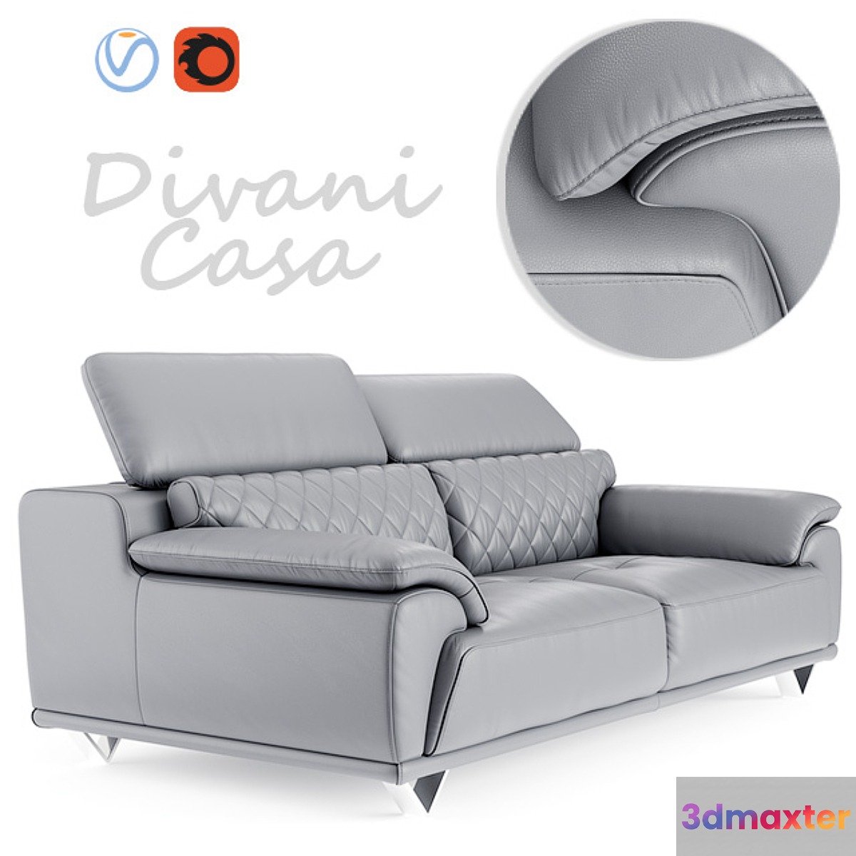 Sofa Divani Casa Wolford Modern Gray