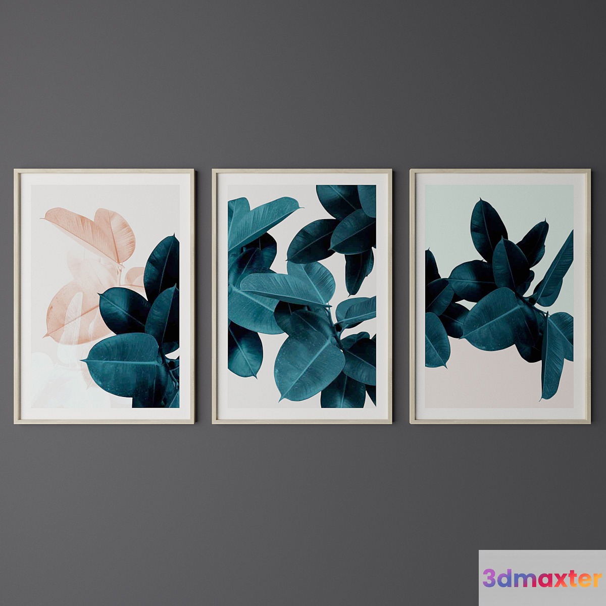 Set of Tropical Leaf Print 3D Max
