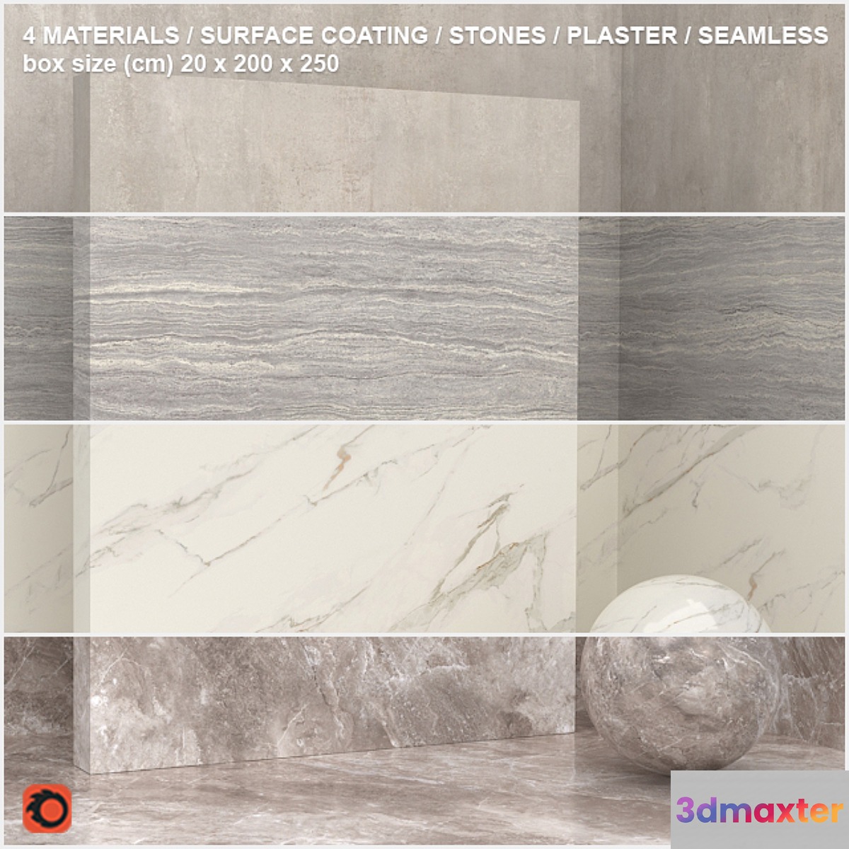 4 materials (seamless) - stone plaster - set 7