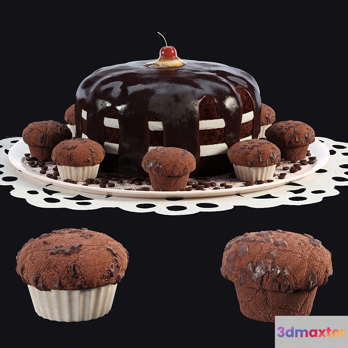 Chocolate cake and muffins