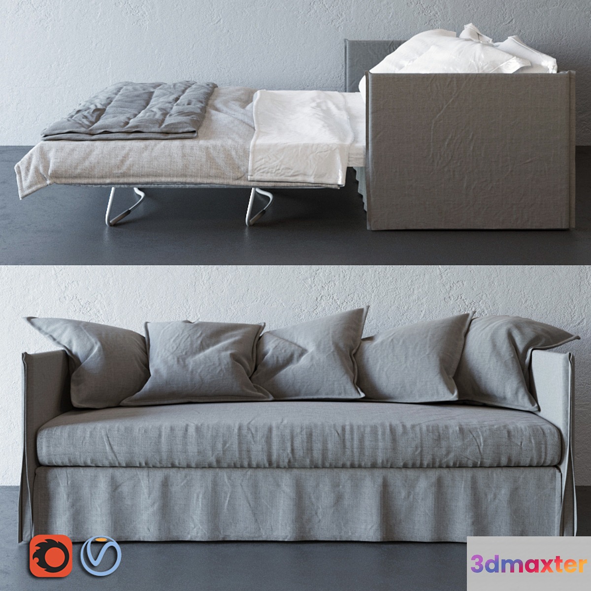 Double sofa Fox 2 Meridiani 3D Max