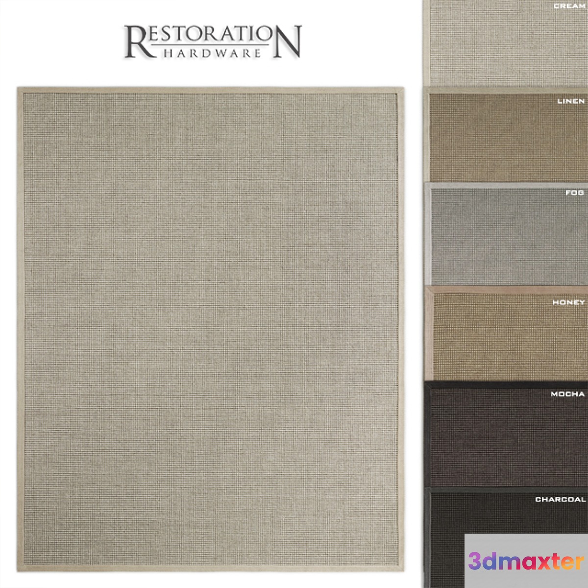 RH Belgian Looped Wool Sisal Rug 3D Max