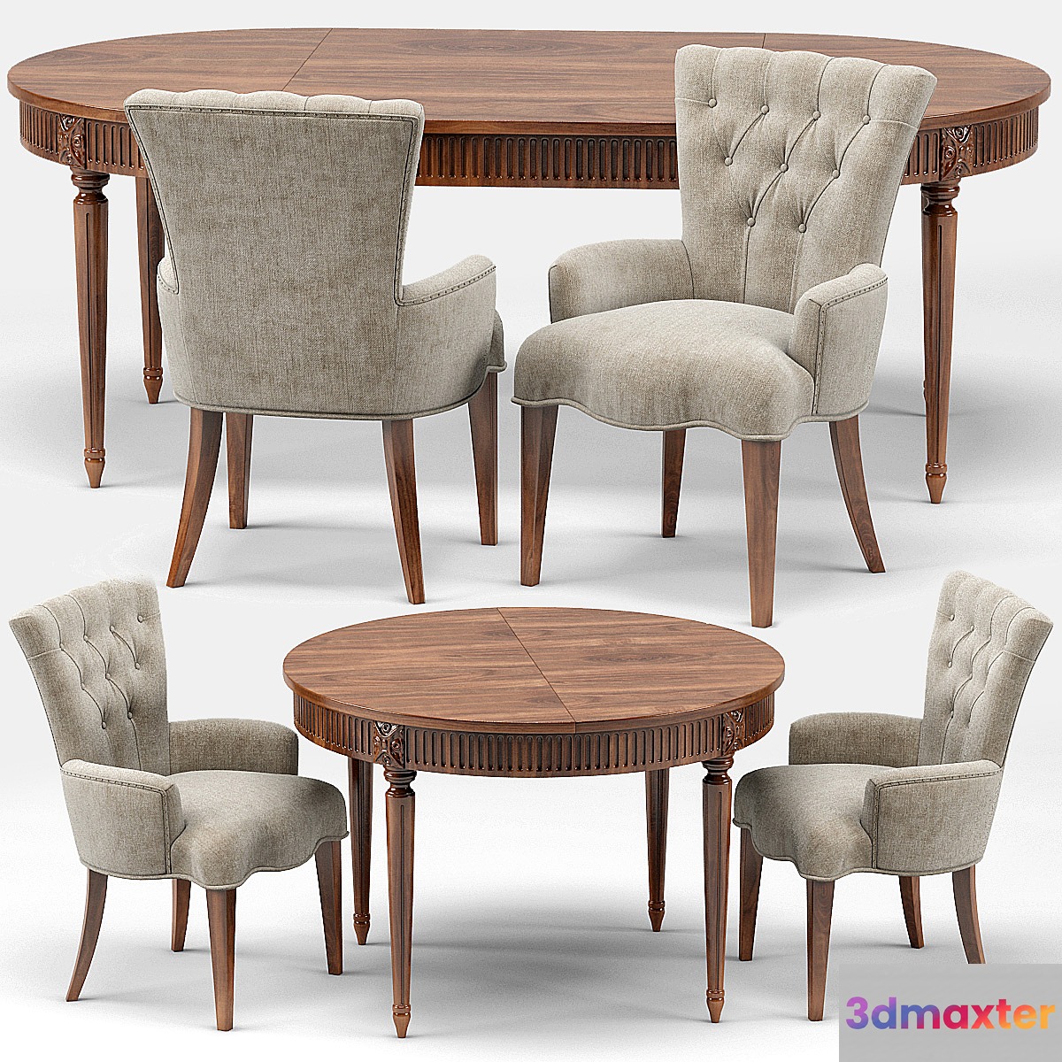 Gustavian Extension Table and Toulouse French Armchair