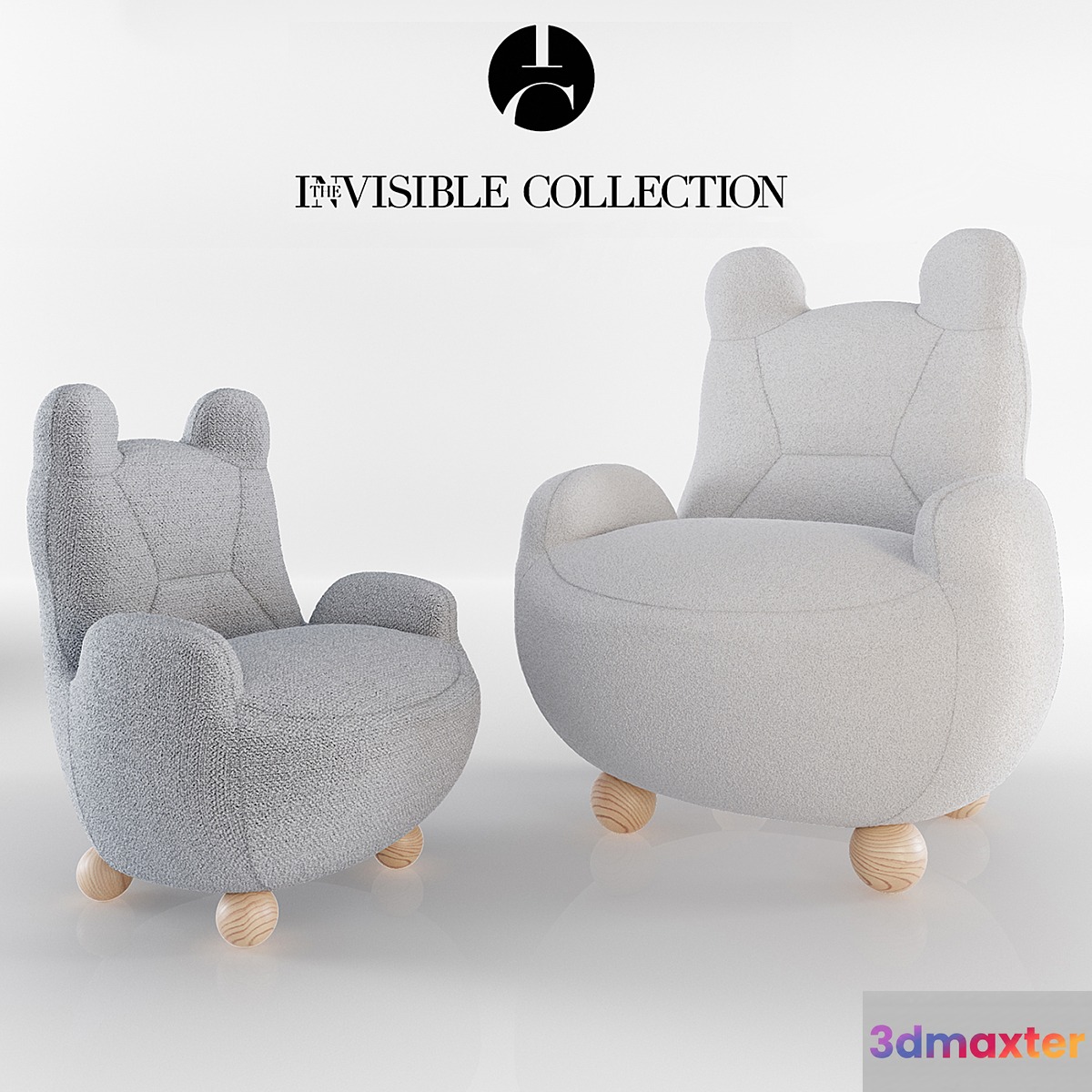 ARMCHAIR BABY BEAR and PAPA BEAR - theinvisiblecollection 3D Max