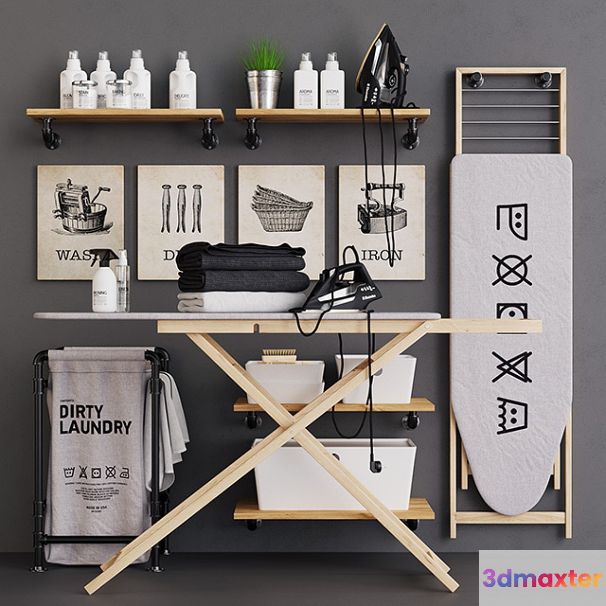 Wooden Ironing Board Set