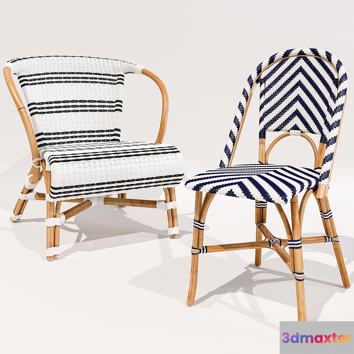 Monaco and Chevron Riviera chairs Serena and Lily 3D Max