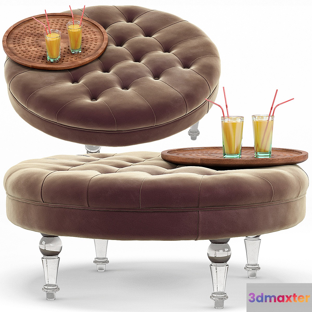 Elisa Modern Classic Round Ottoman 3D Max
