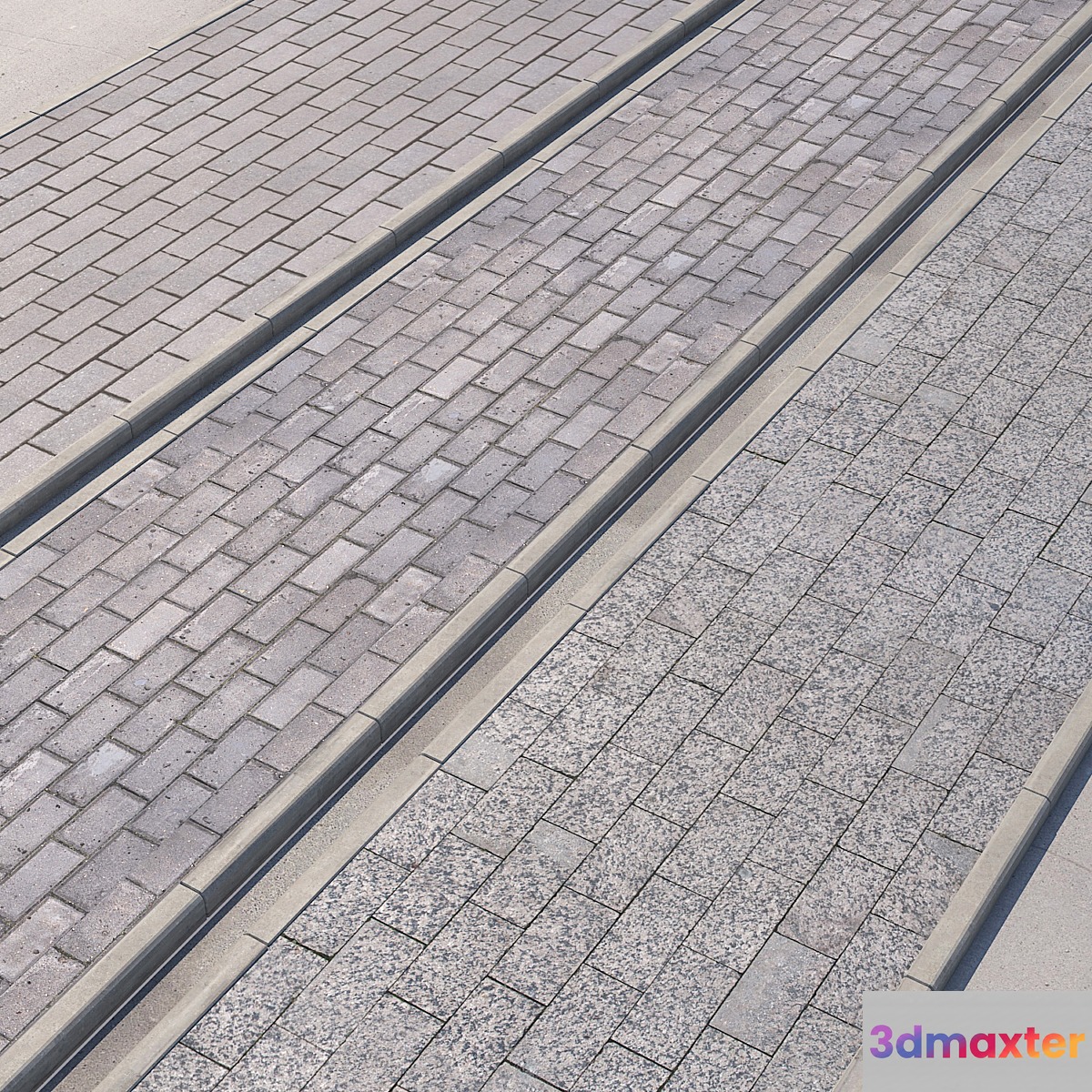 3 variants of pavement with road set_4
