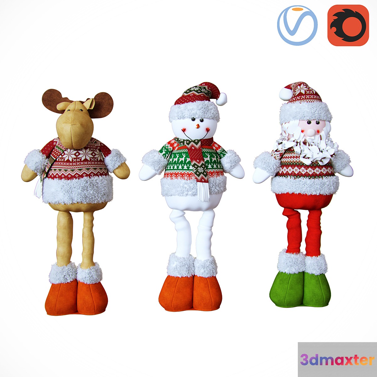 A set of Christmas toys 3D Max