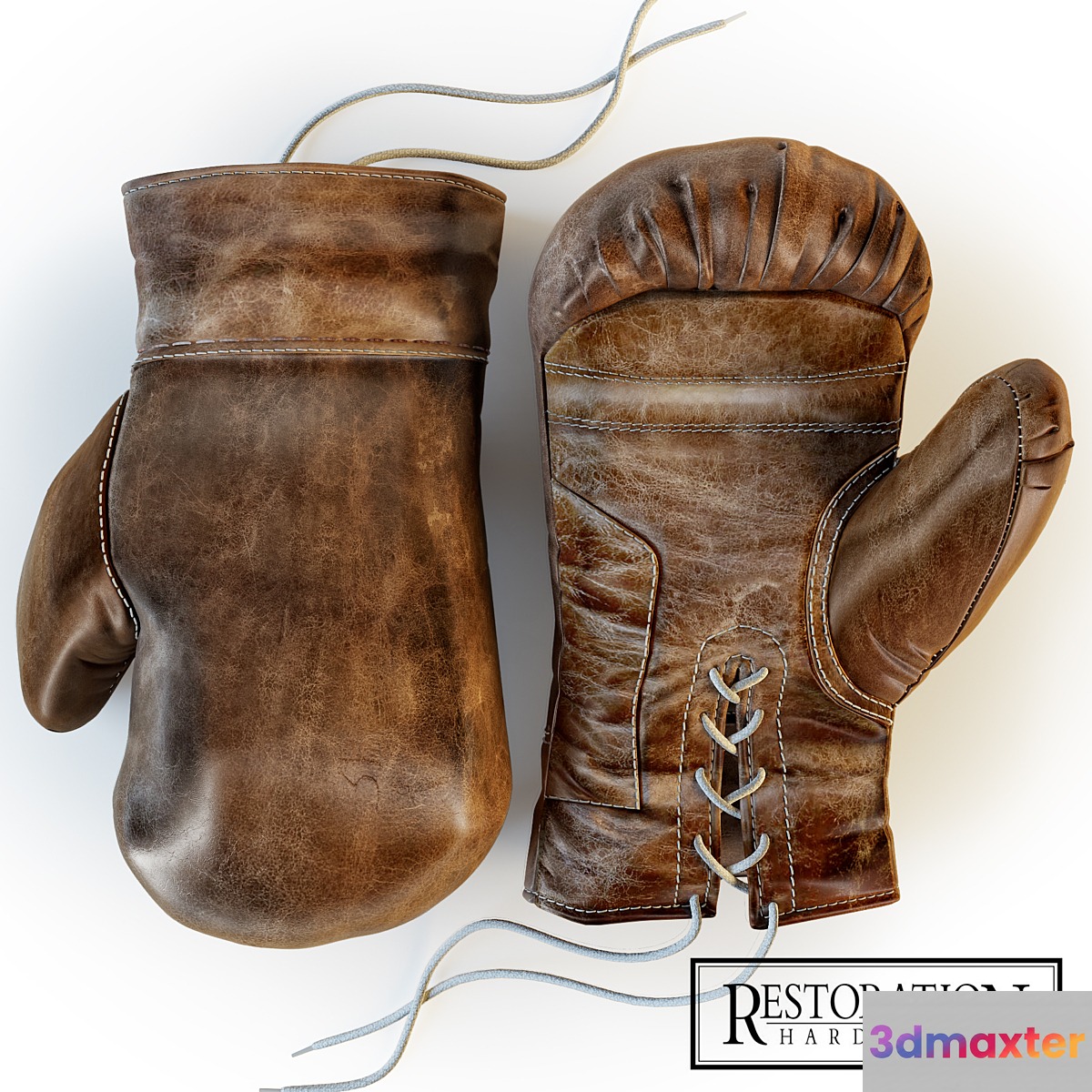 Restoration Hardware Vintage Leather Boxing Gloves 3D Max