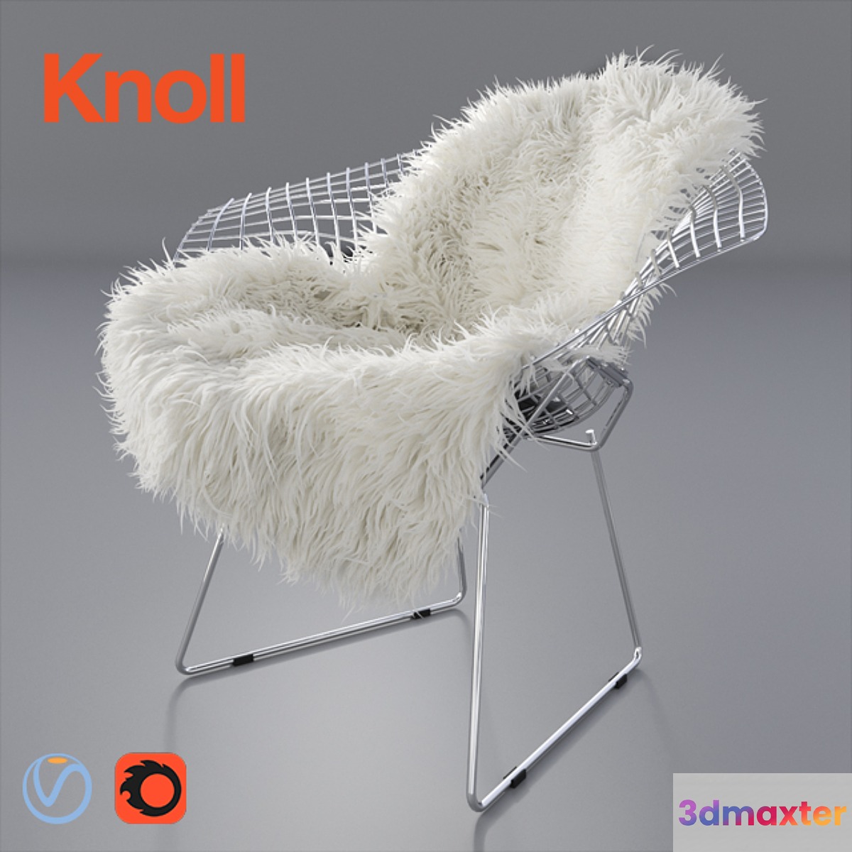 Sheepskin on Bertoia Diamond chair by Knoll