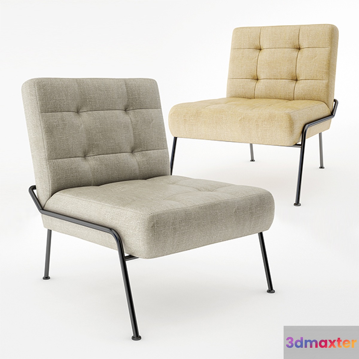 Oswald Tufted Slipper Chair 3D Max
