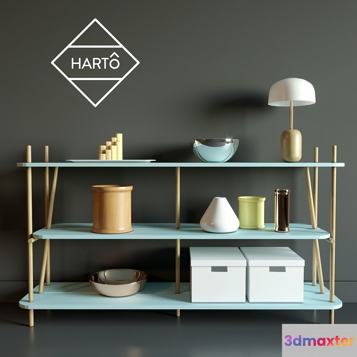 Chest of drawers SIMONE BOOKCASE FADED BLUE HARTO