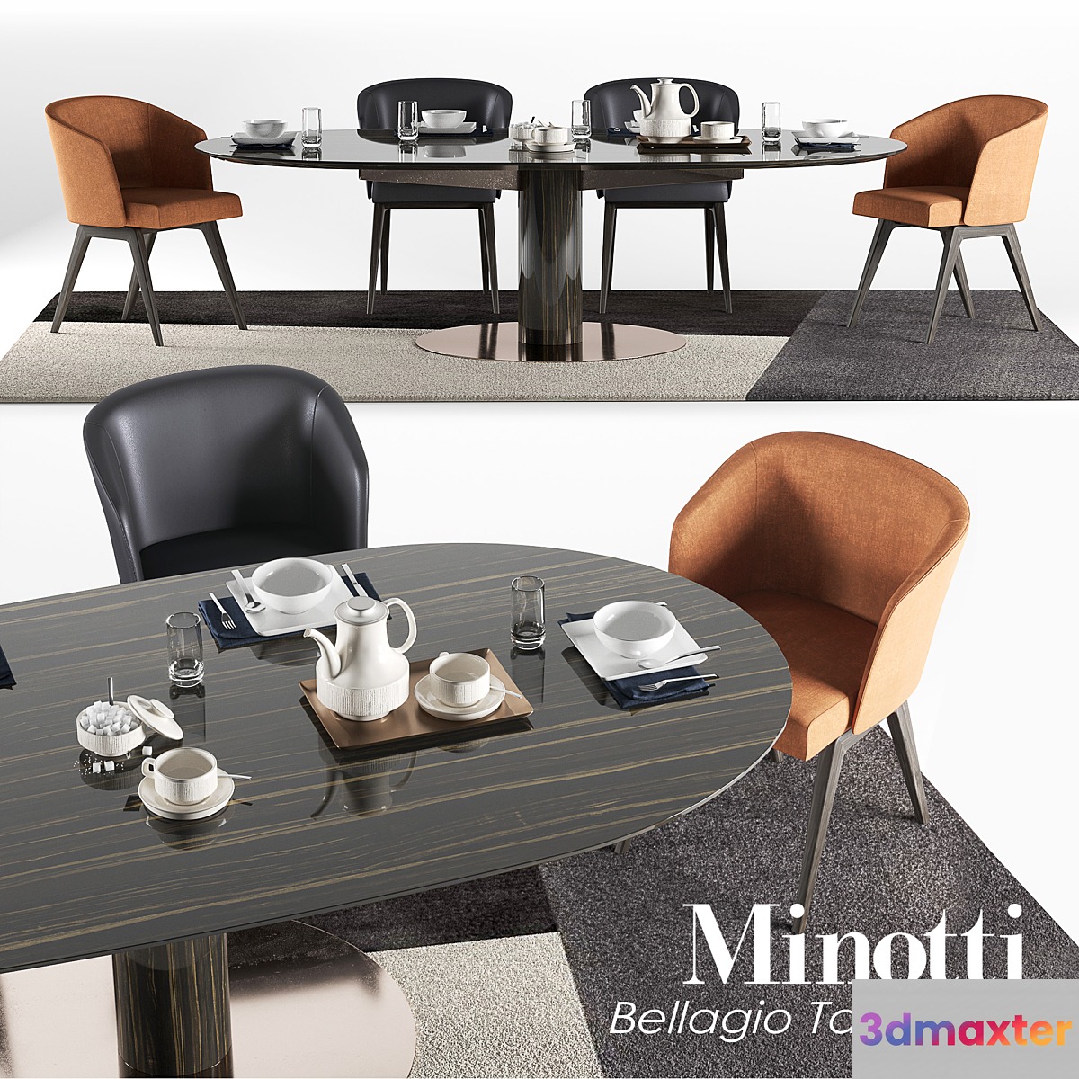 Minotti Dining Bellagio set 2 74H 3D Max