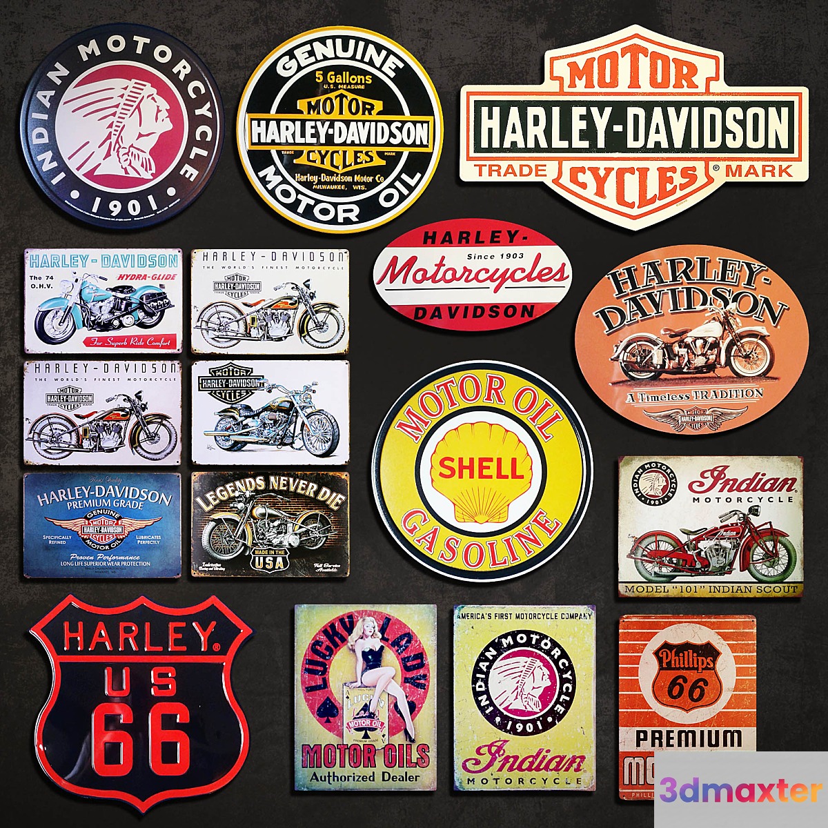 Metal Signs №10. Motorcycles 3D Max