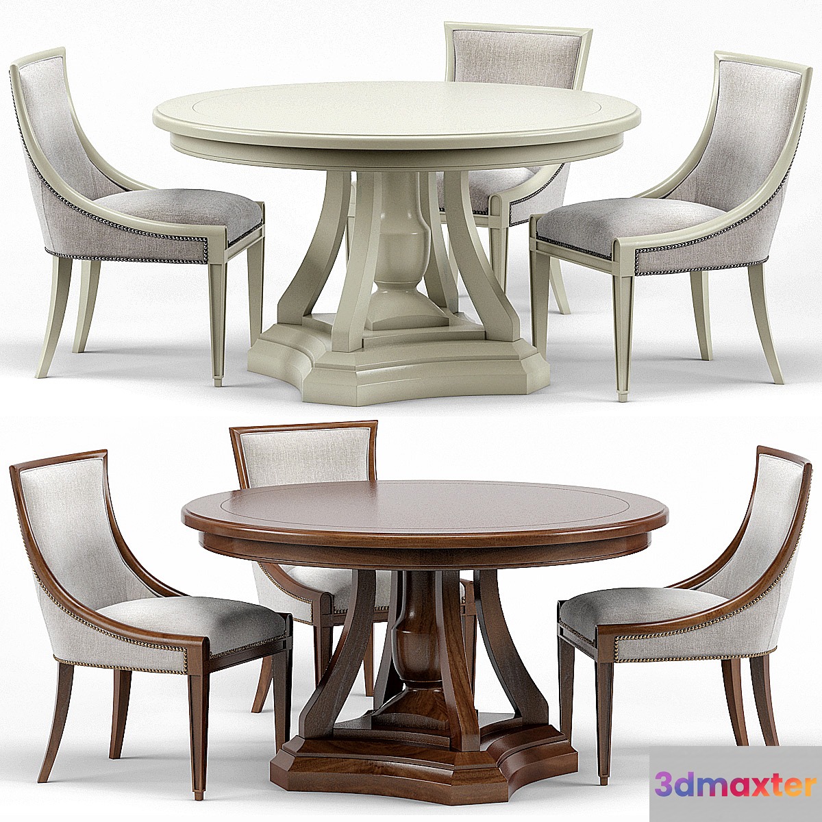 Stockton Ivory Lacquered Dining Chair Maxime French Round Dining Table - No.2