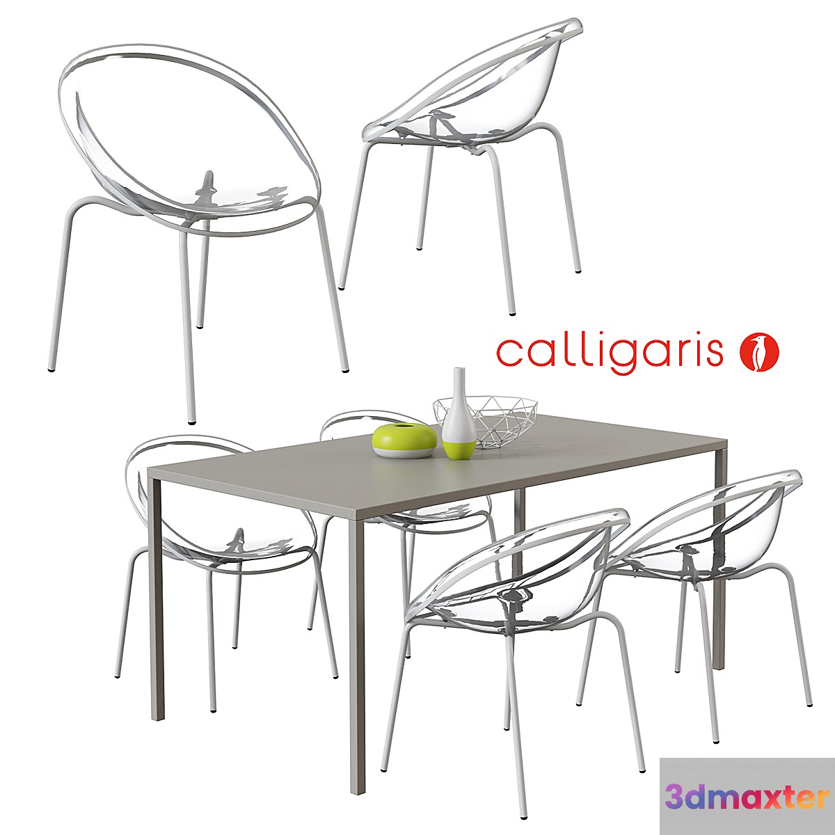Calligaris _ Bloom Chair + Heron Table 3D Max