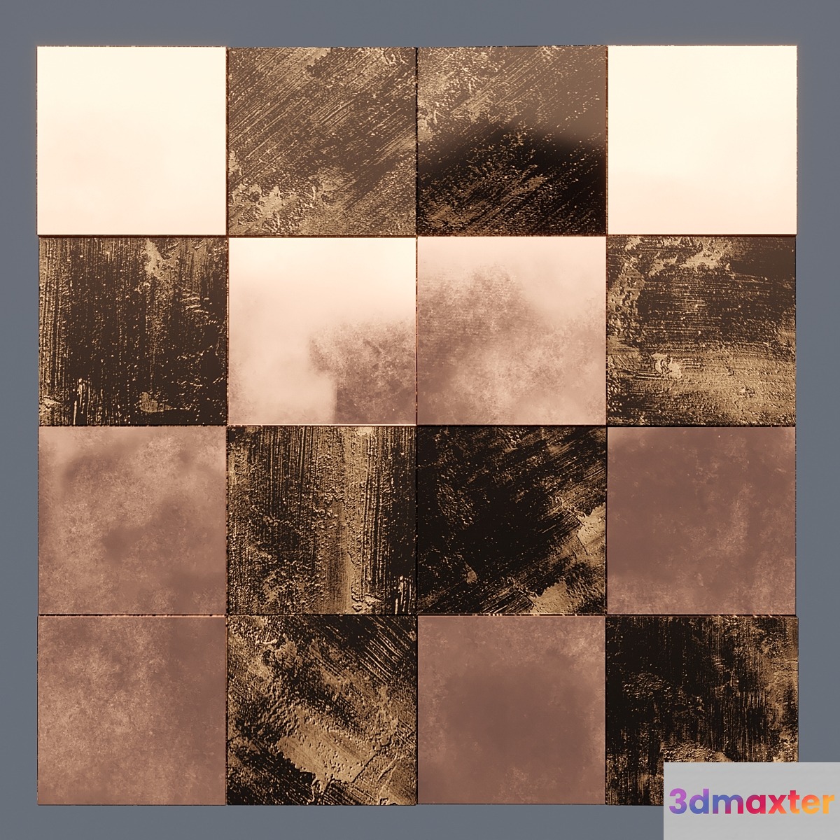 METAL BRONZE 3D CUBES 3D Max