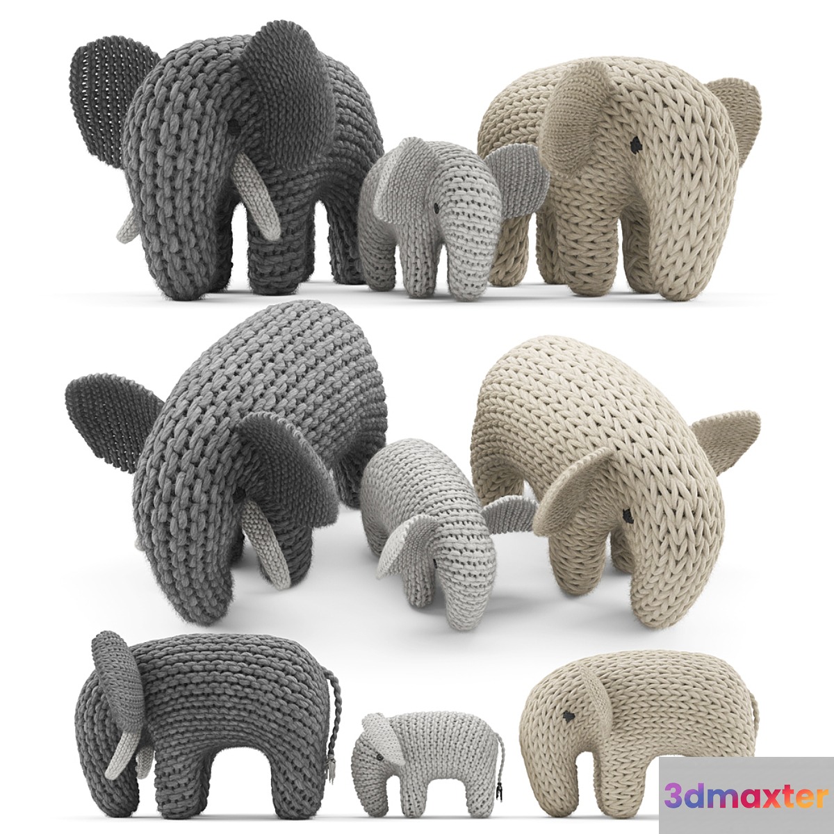 Knitted Elephants Toys