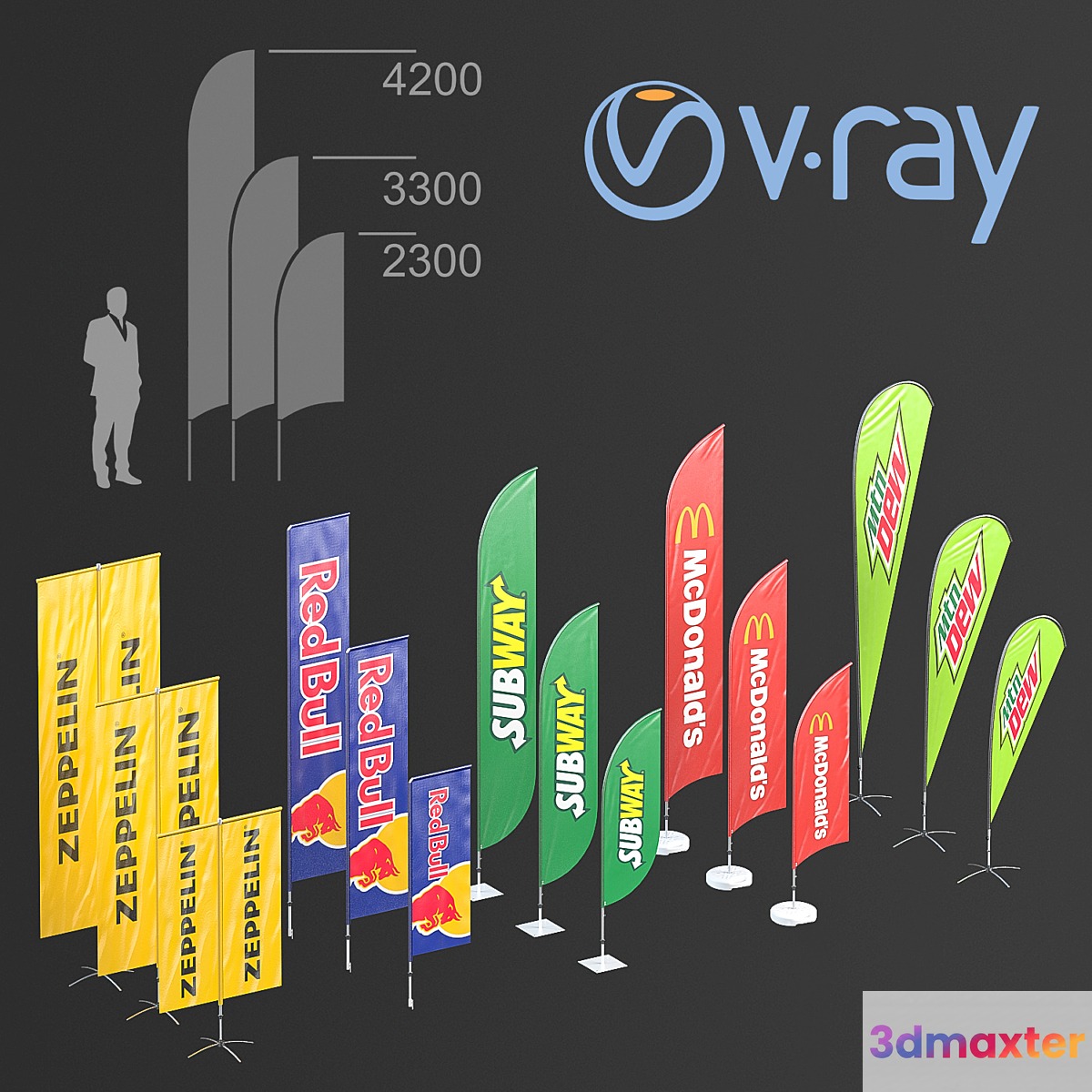 Advertising flags - No.2 3D Max