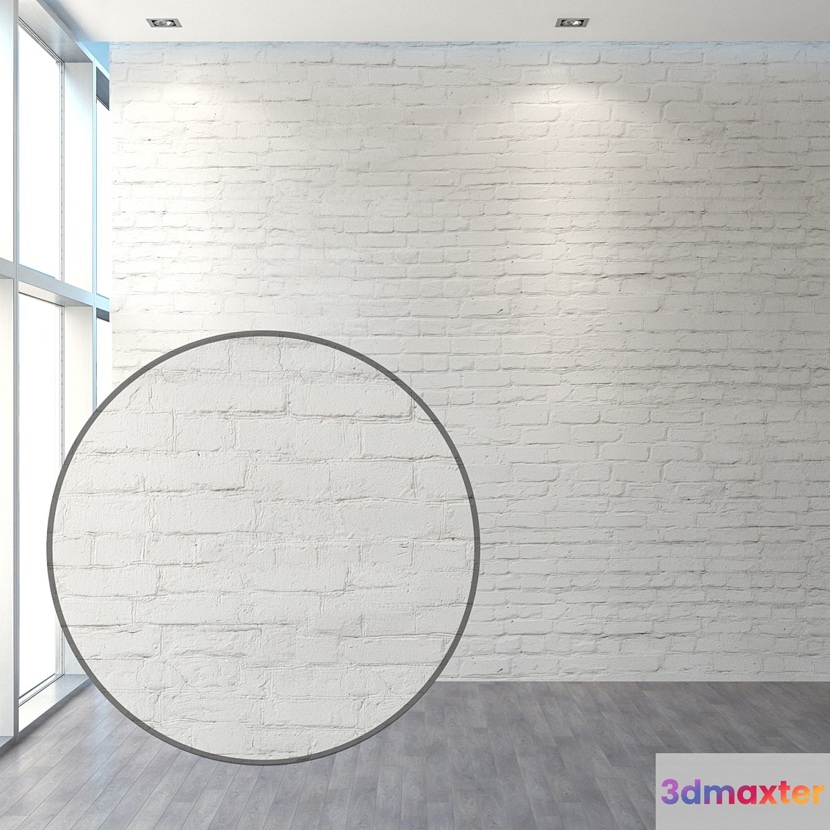 Aged brickwork of white brick - No.2 3D Max