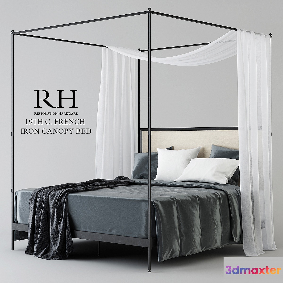 RH 19TH WITH FRENCH IRON CANOPY BED - No.2