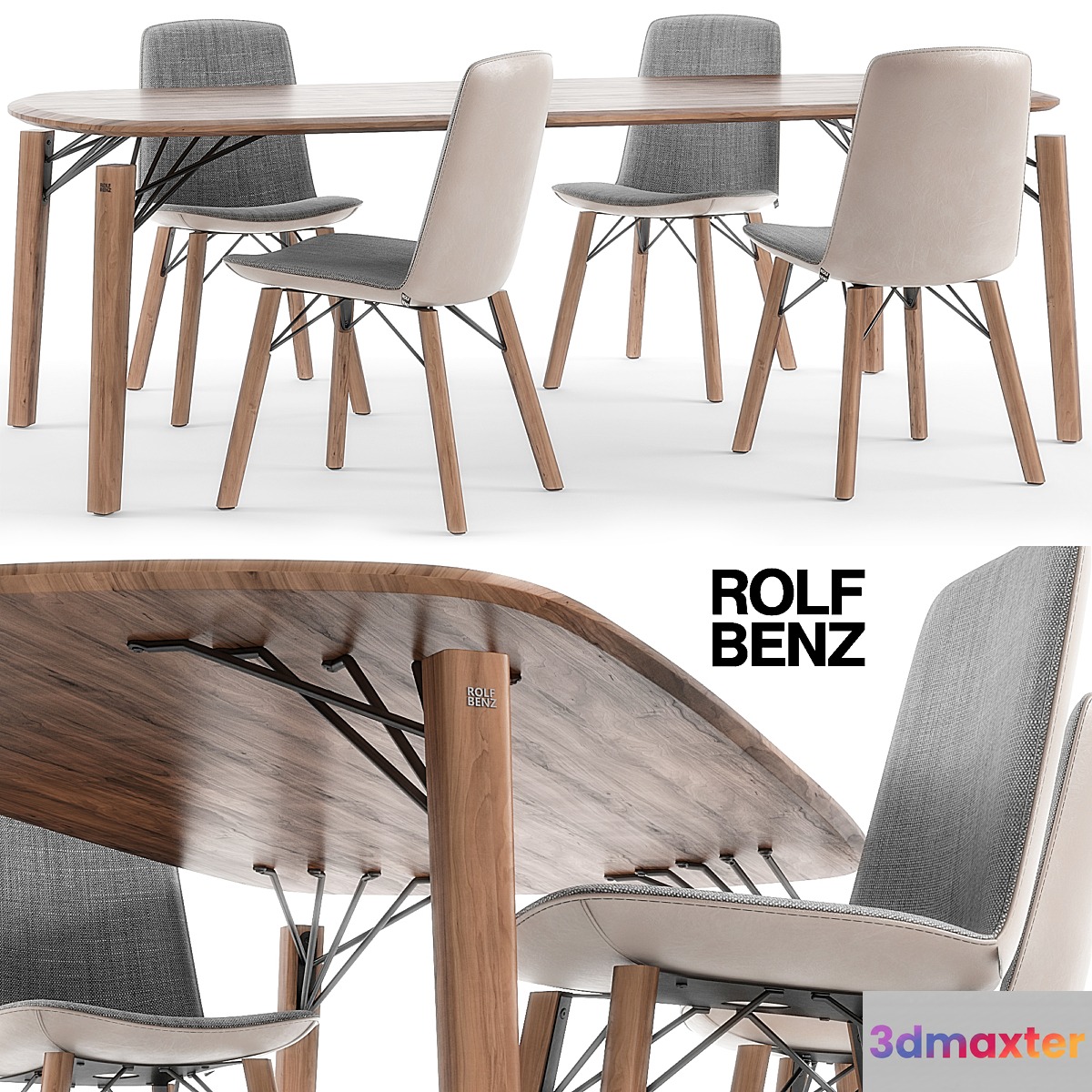 Rolf Benz 616 chair set 02 3D Max