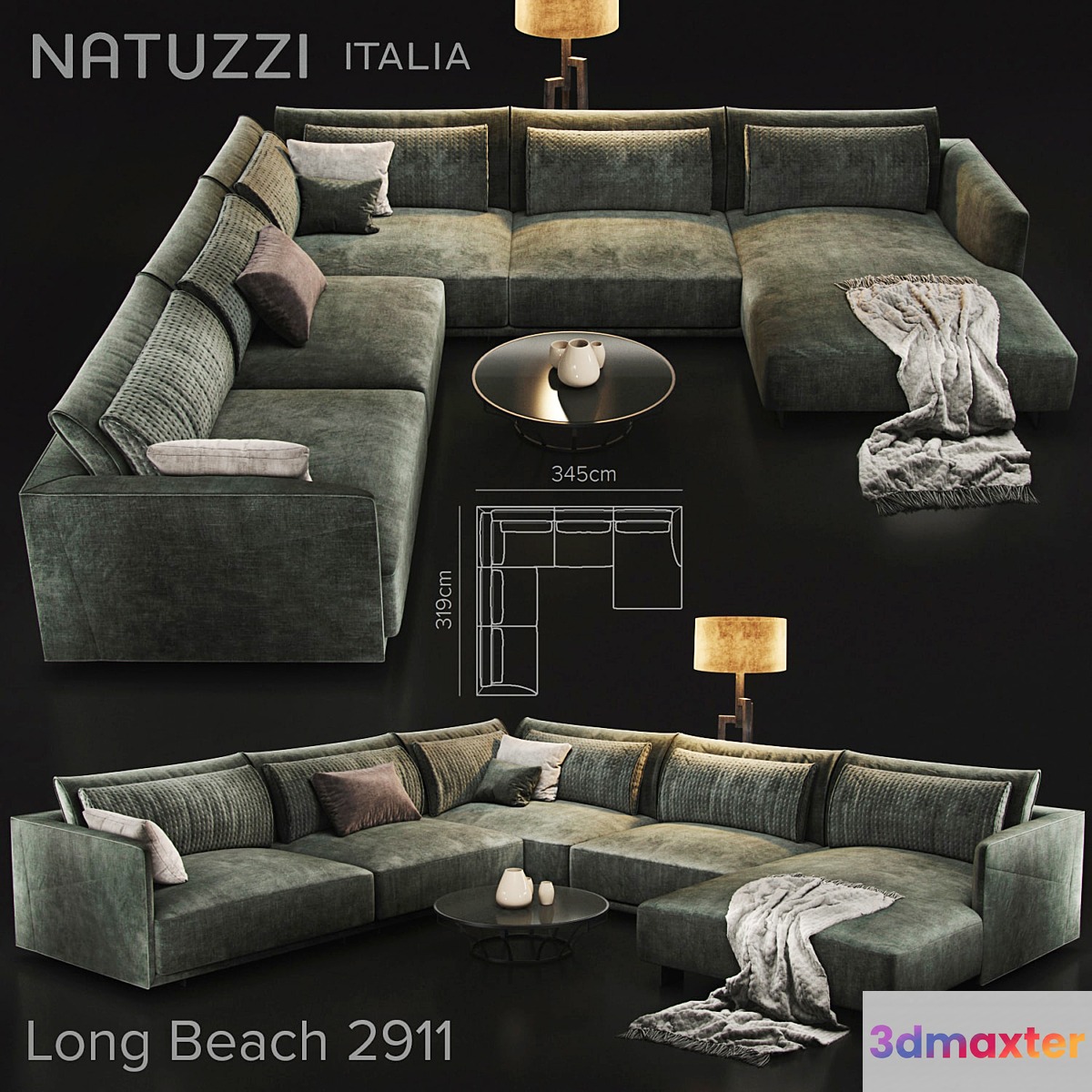 Sofa natuzzi LongBeach 2911 3D Max