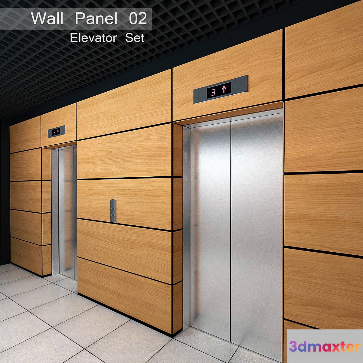 Wall Panel 02. Elevator Set 3D Max
