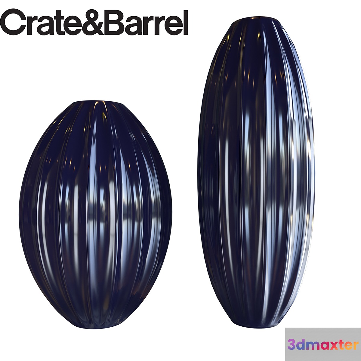 Renny Blue Vases by Crate & Barrel 3D Max