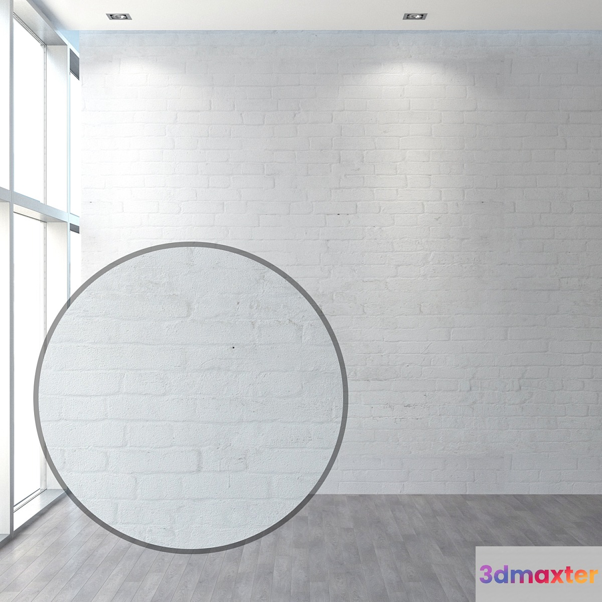 Aged brickwork of white brick 3D Max