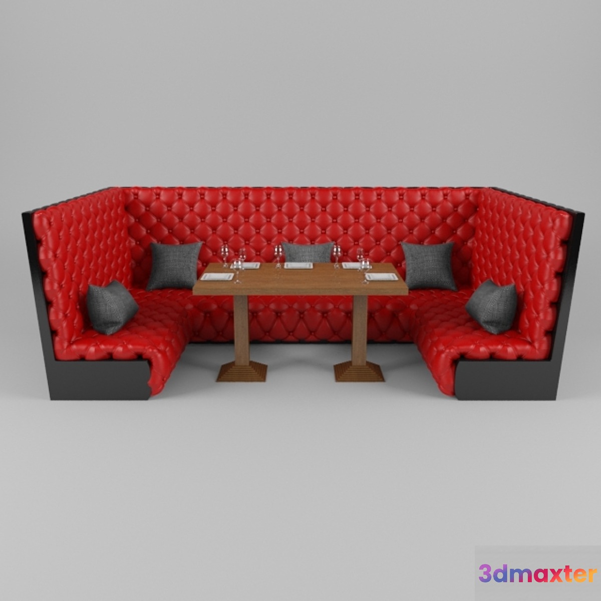 soft sofa with a table for a restaurant 3D Max