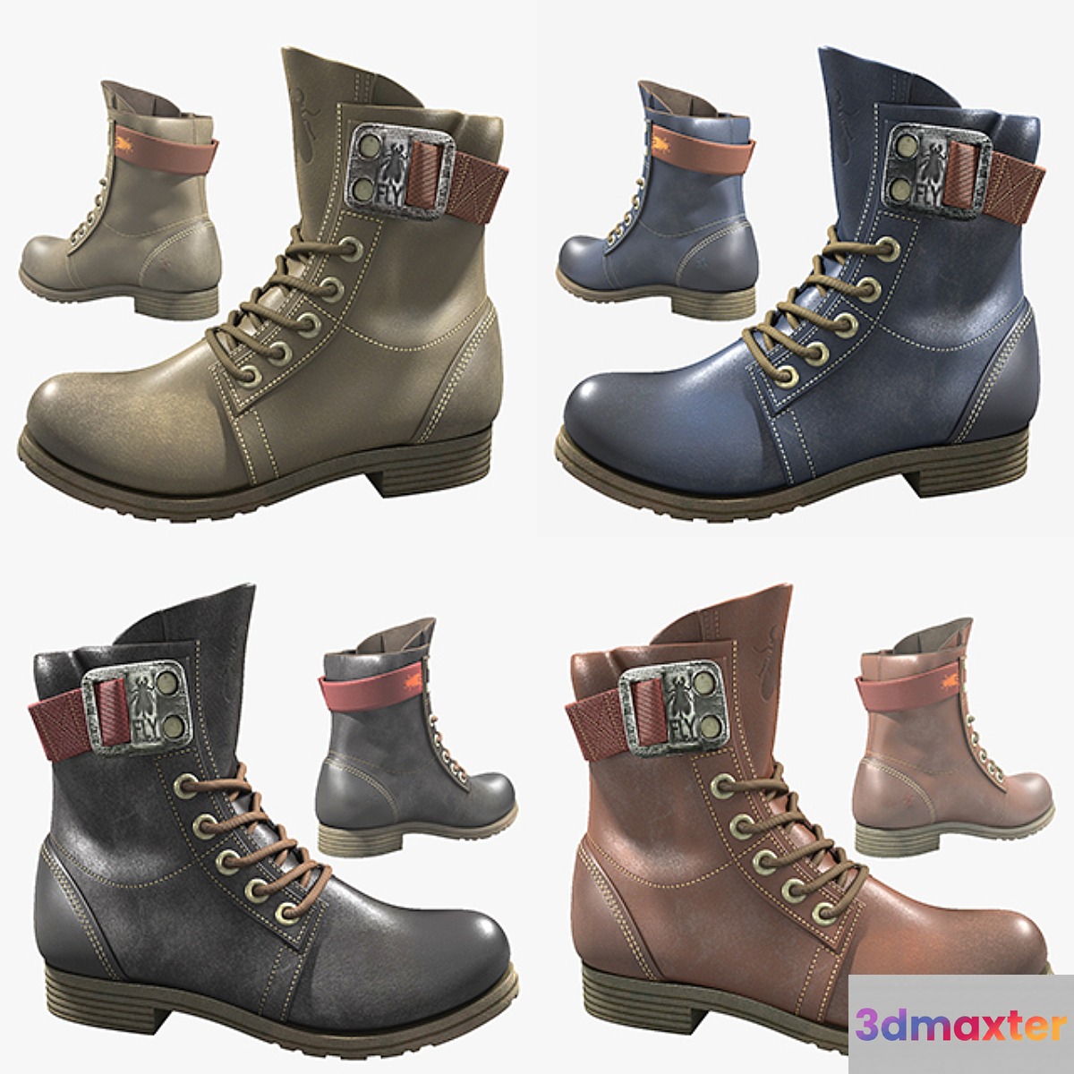 Fly London Stay Rug Women's Biker Boots 3D Max