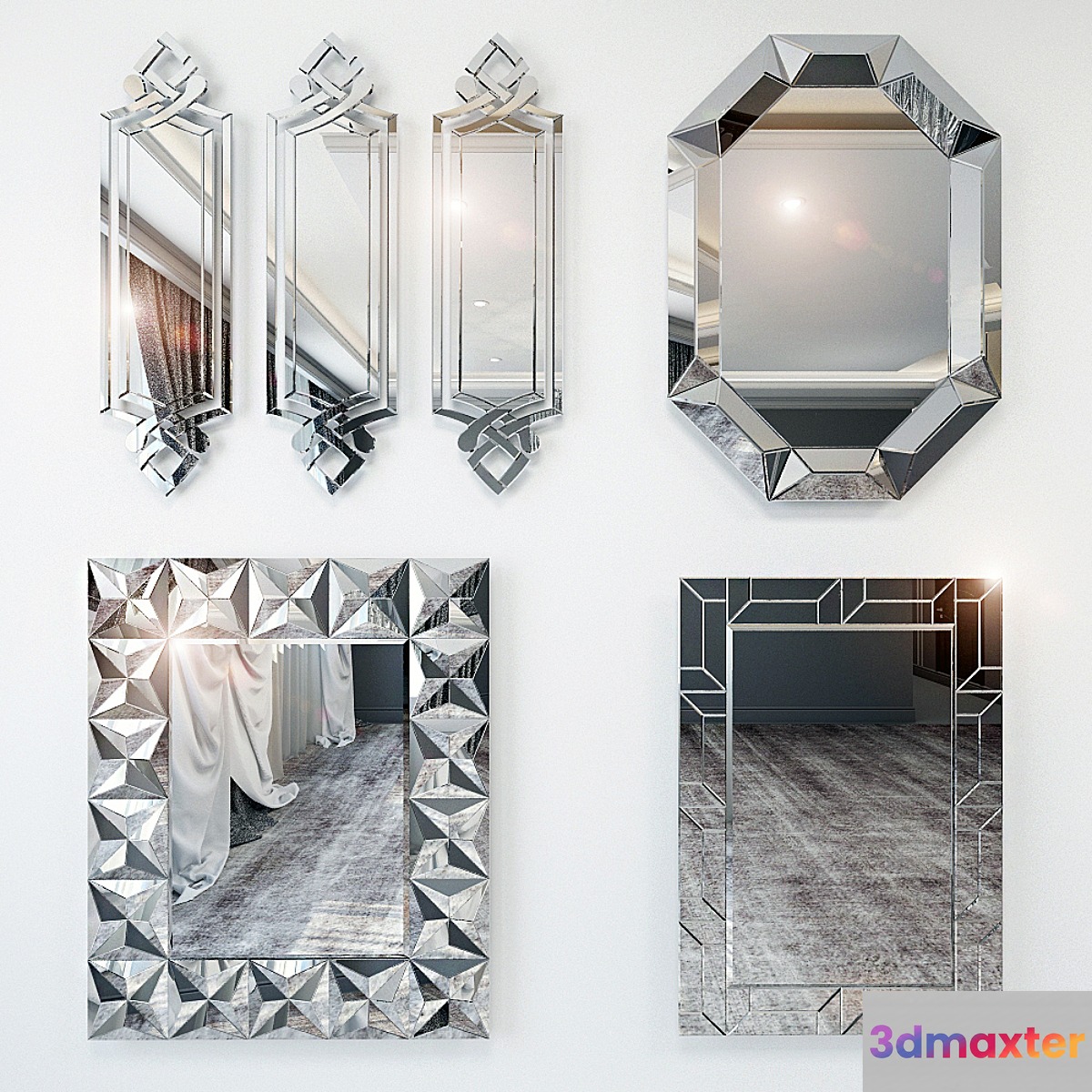 Mirrors in the Art Deco style 3D Max