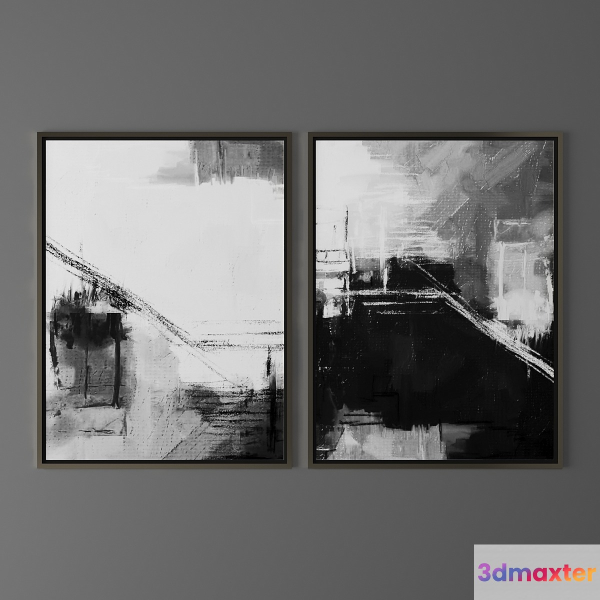 Set of abstract paintings 50 3D Max
