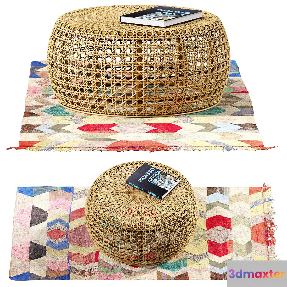 African ottoman and carpet 3D Max