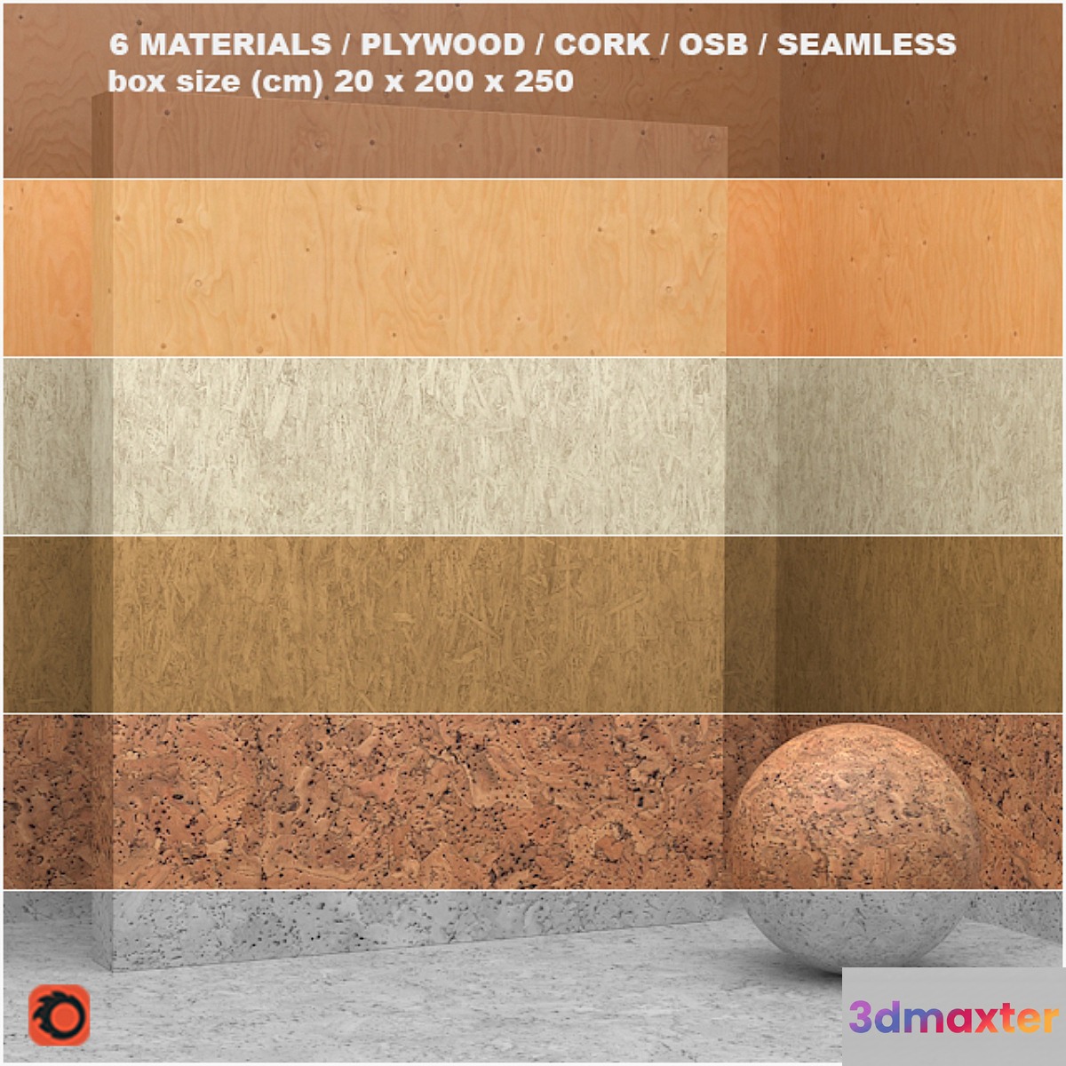 6 materials (seamless) - plywood osb cork - set 5