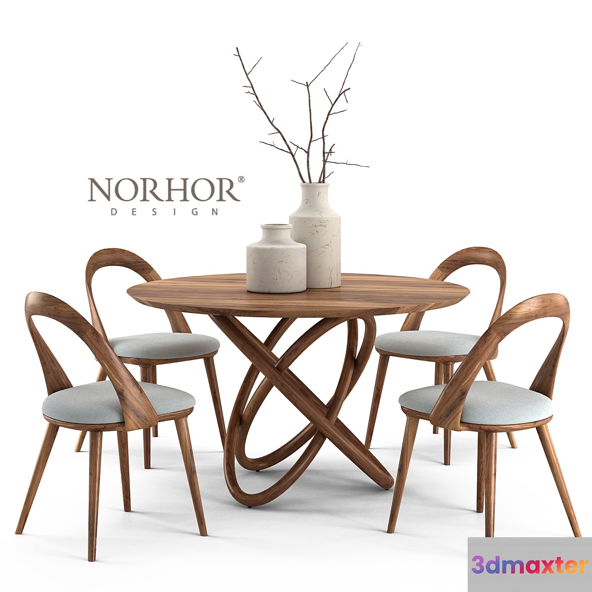 NORHOR Bergen round table and Walnut chair