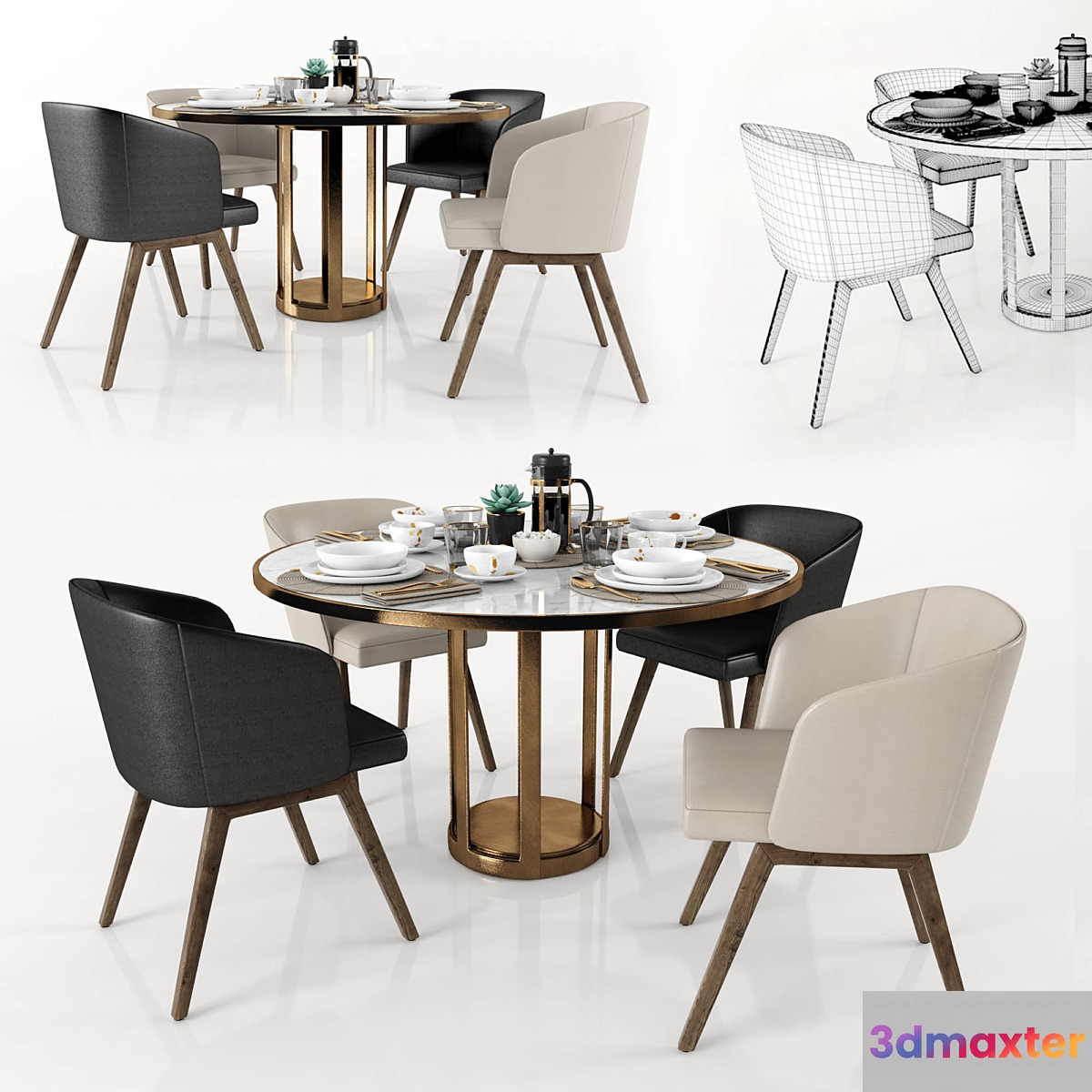 round dining set 3D Max
