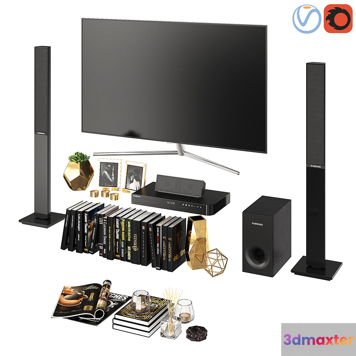 Living Room Black Gold 3D Max
