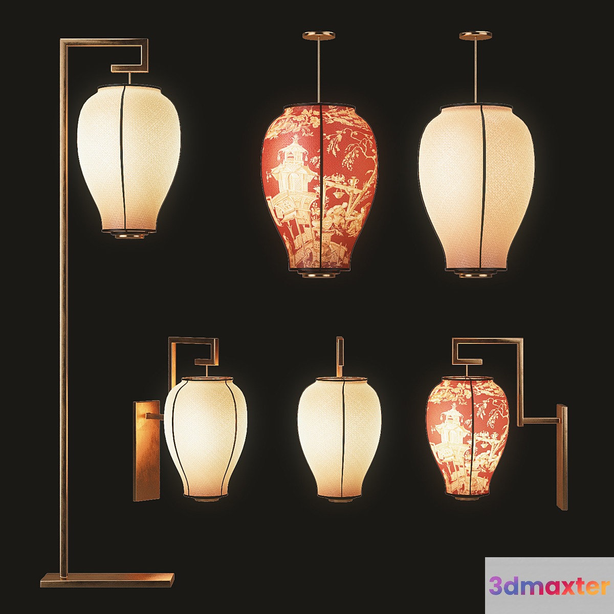 Asian Light Set 3D Max